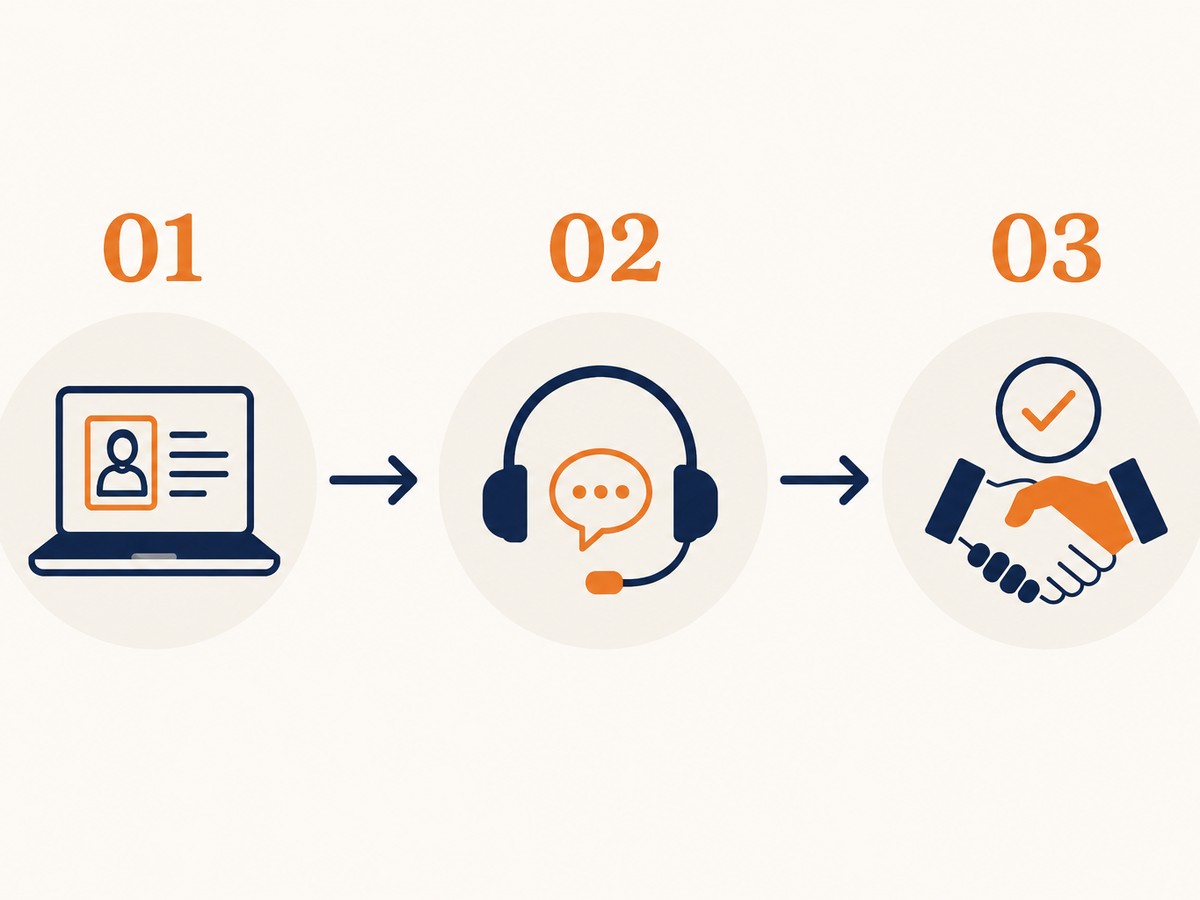 Three-step process: apply online, talk to a coordinator, get matched to a job